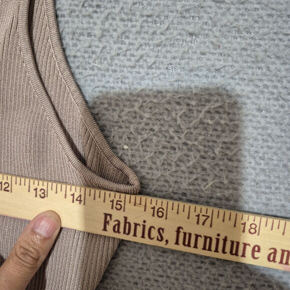 Good American Women's Angled Ribbed High Neck Bodysuit Mink001 Taupe 6 3XL - Picture 9 of 9